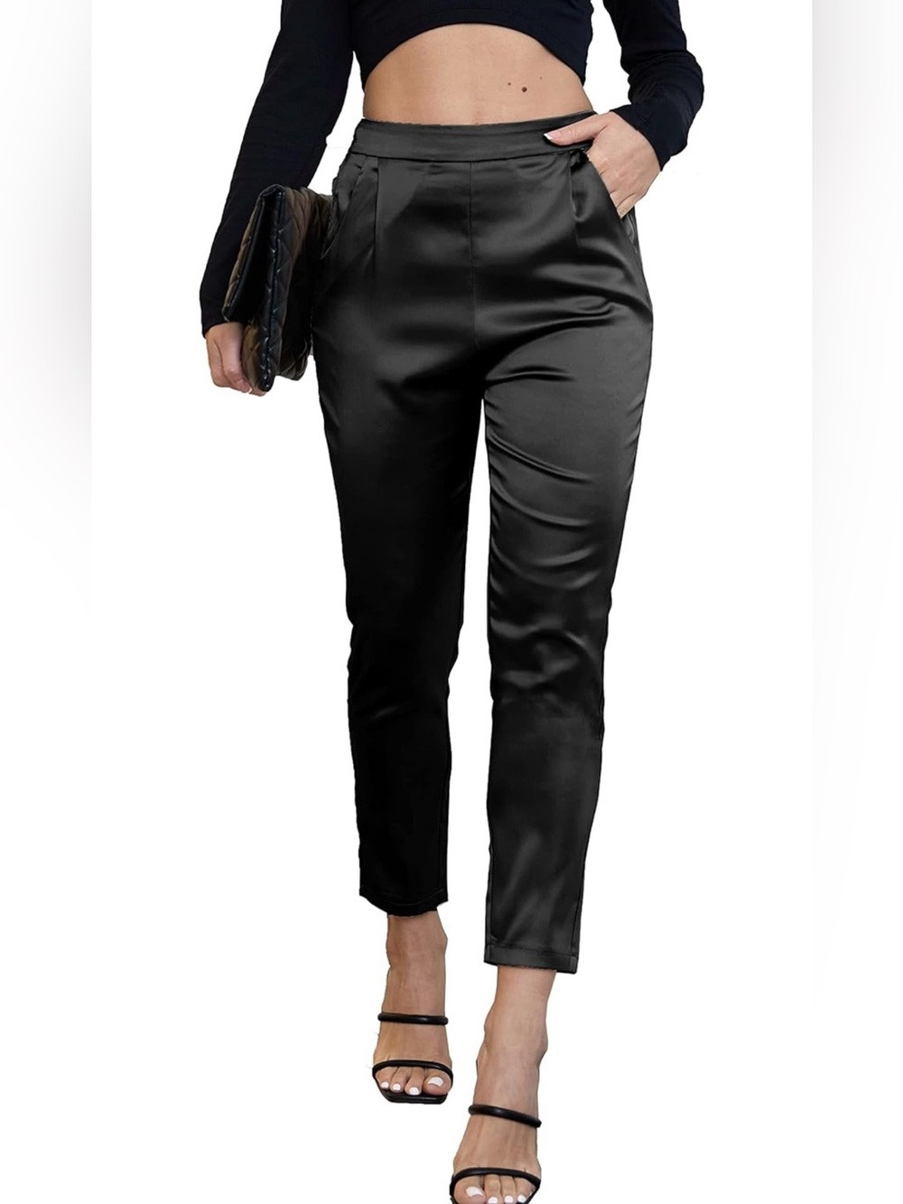 Women’s High Waist Satin Trousers